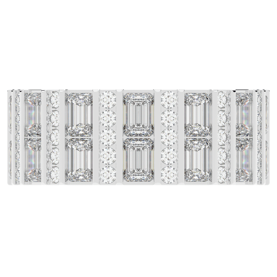 4.90CT.TW EMERALD CUT AND ROUND LAB DIAMOND ETERNITY WEDDING BAND - Nazarelle