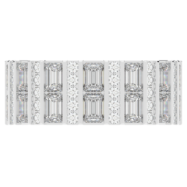 4.90CT.TW EMERALD CUT AND ROUND LAB DIAMOND ETERNITY WEDDING BAND - Nazarelle