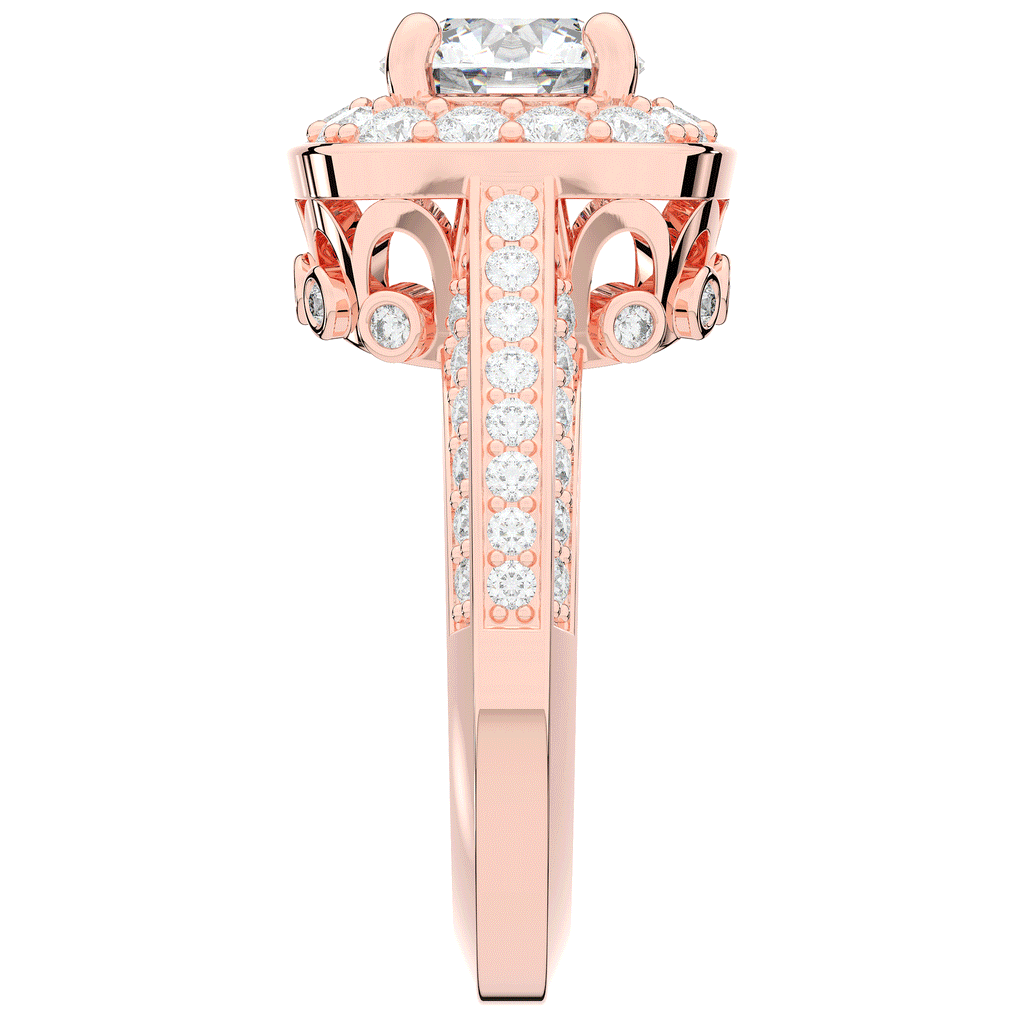 1.50CT.TW ROUND LAB DIAMOND HALO ENGAGEMENT RING - Nazarelle