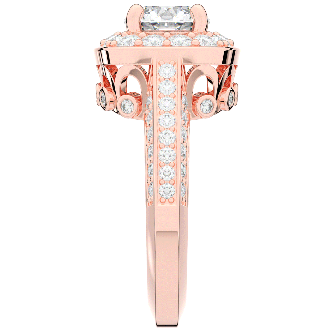 1.50CT.TW ROUND LAB DIAMOND HALO ENGAGEMENT RING - Nazarelle