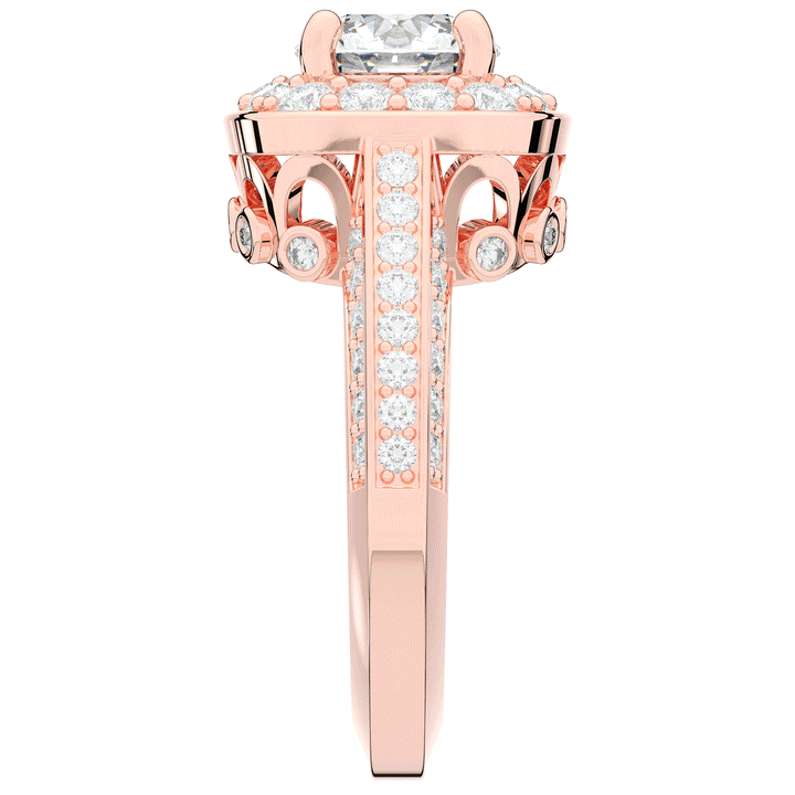 1.50CT.TW ROUND LAB DIAMOND HALO ENGAGEMENT RING - Nazarelle