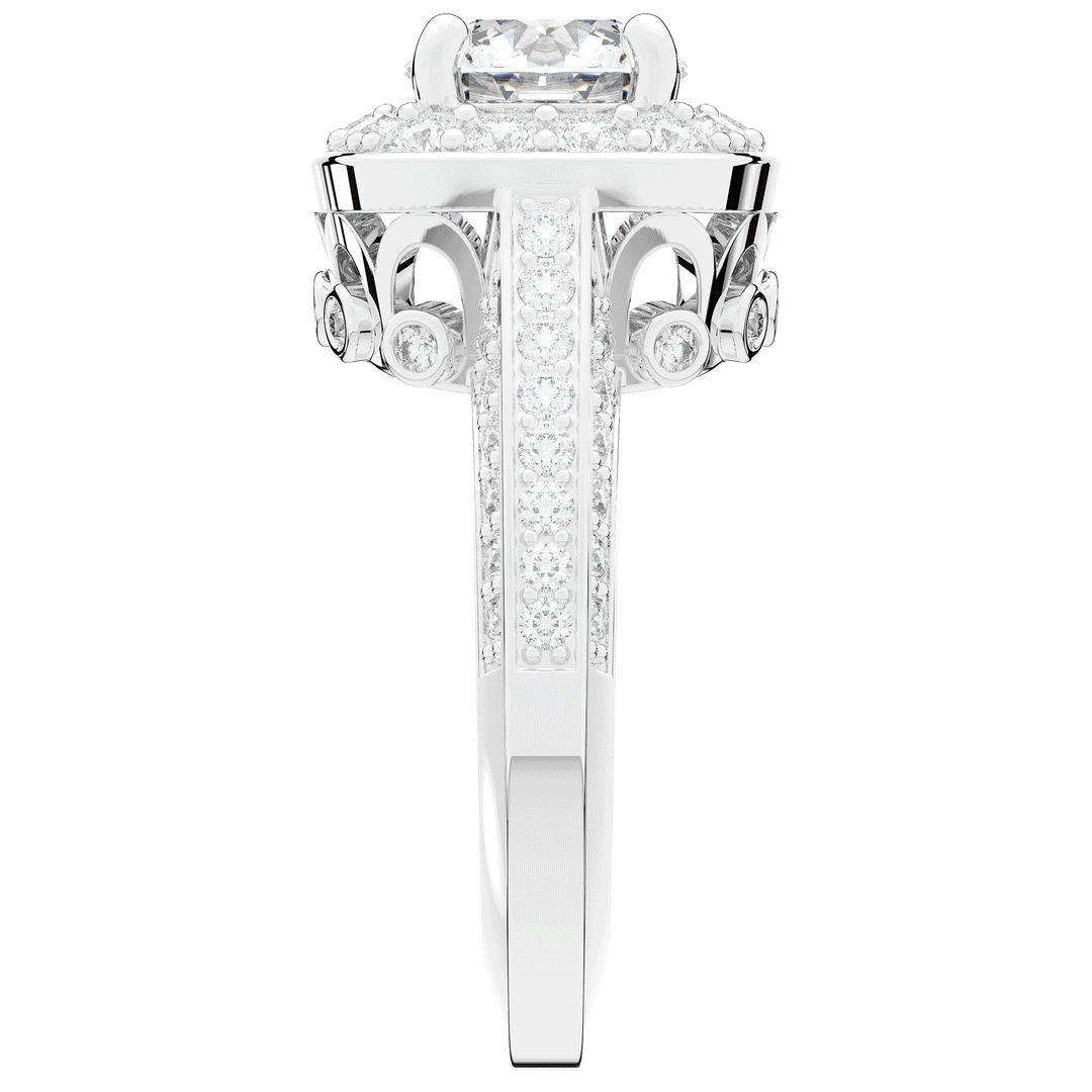 1.50CT.TW ROUND LAB DIAMOND HALO ENGAGEMENT RING - Nazarelle