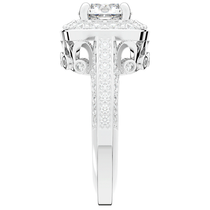1.50CT.TW ROUND LAB DIAMOND HALO ENGAGEMENT RING - Nazarelle