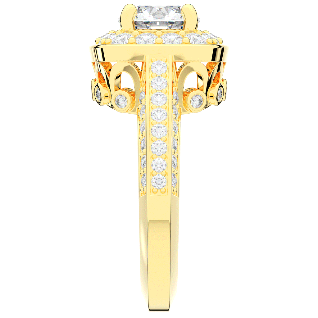 1.50CT.TW ROUND LAB DIAMOND HALO ENGAGEMENT RING - Nazarelle