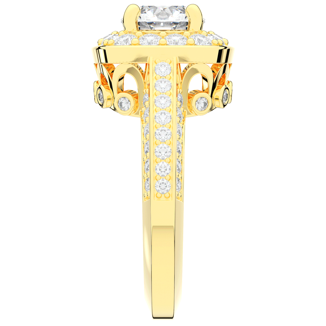 1.50CT.TW ROUND LAB DIAMOND HALO ENGAGEMENT RING - Nazarelle