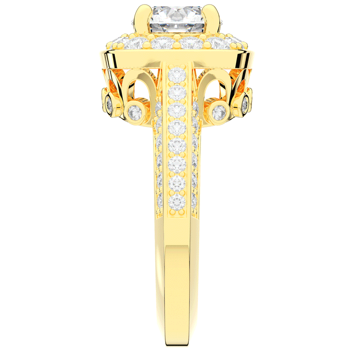 1.50CT.TW ROUND LAB DIAMOND HALO ENGAGEMENT RING - Nazarelle