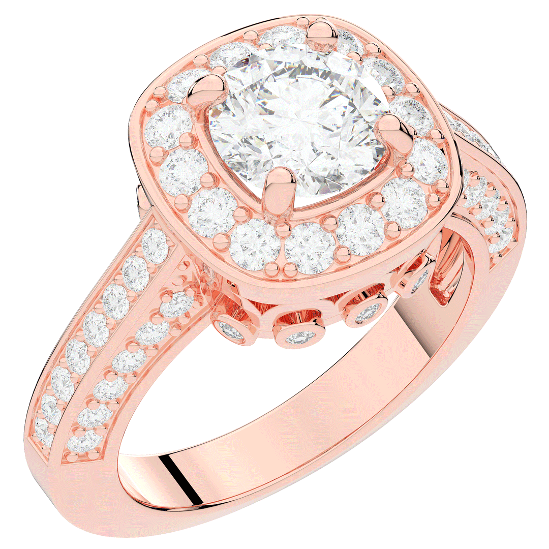 1.50CT.TW ROUND LAB DIAMOND HALO ENGAGEMENT RING - Nazarelle