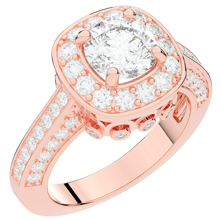 1.50CT.TW ROUND LAB DIAMOND HALO ENGAGEMENT RING - Nazarelle