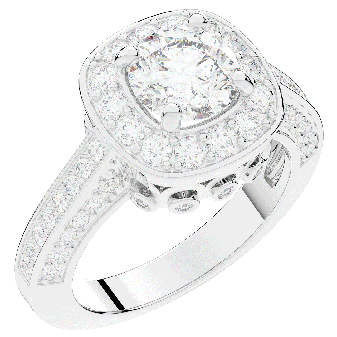 1.50CT.TW ROUND LAB DIAMOND HALO ENGAGEMENT RING - Nazarelle