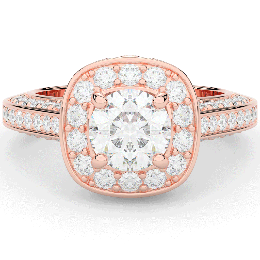 1.50CT.TW ROUND LAB DIAMOND HALO ENGAGEMENT RING - Nazarelle