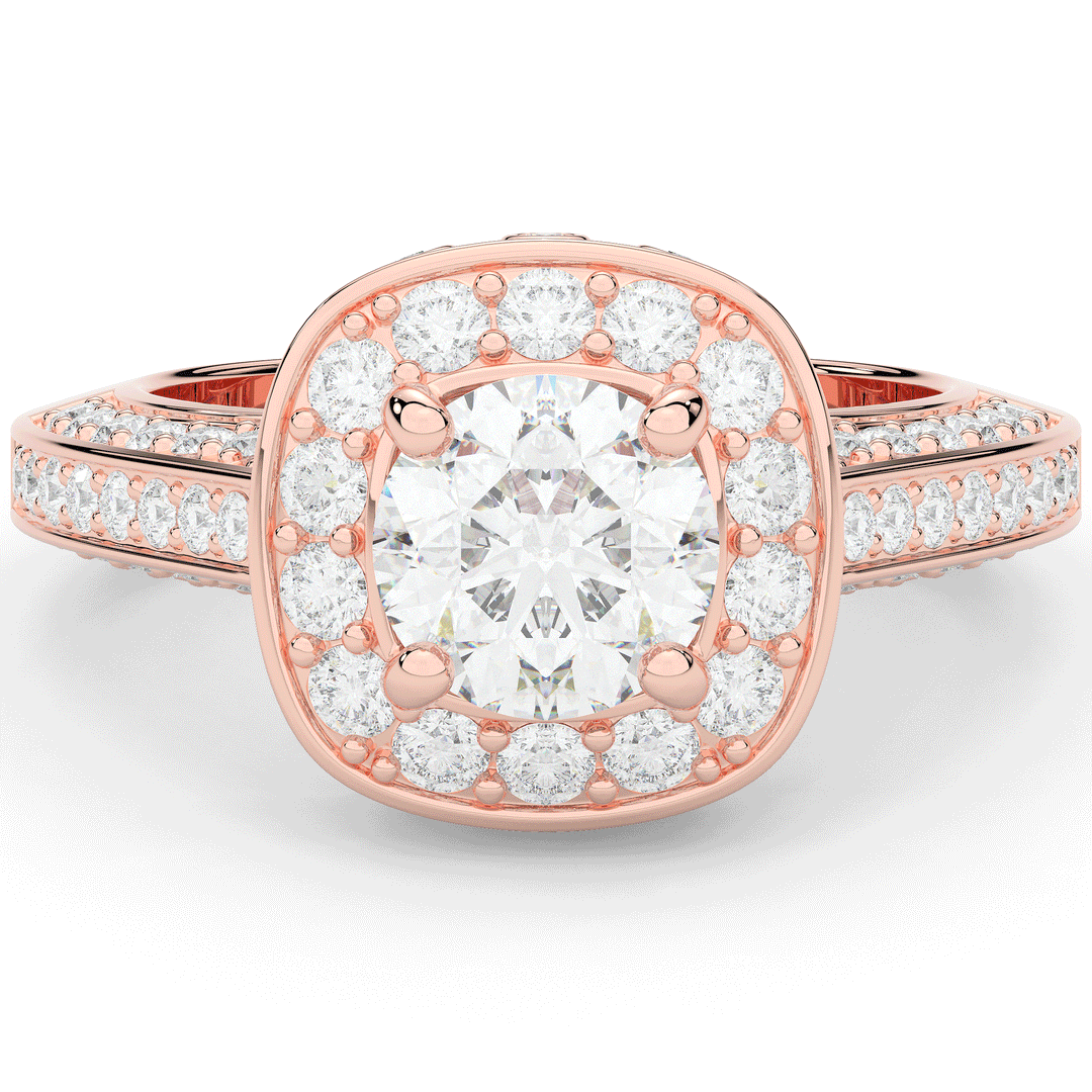 1.50CT.TW ROUND LAB DIAMOND HALO ENGAGEMENT RING - Nazarelle