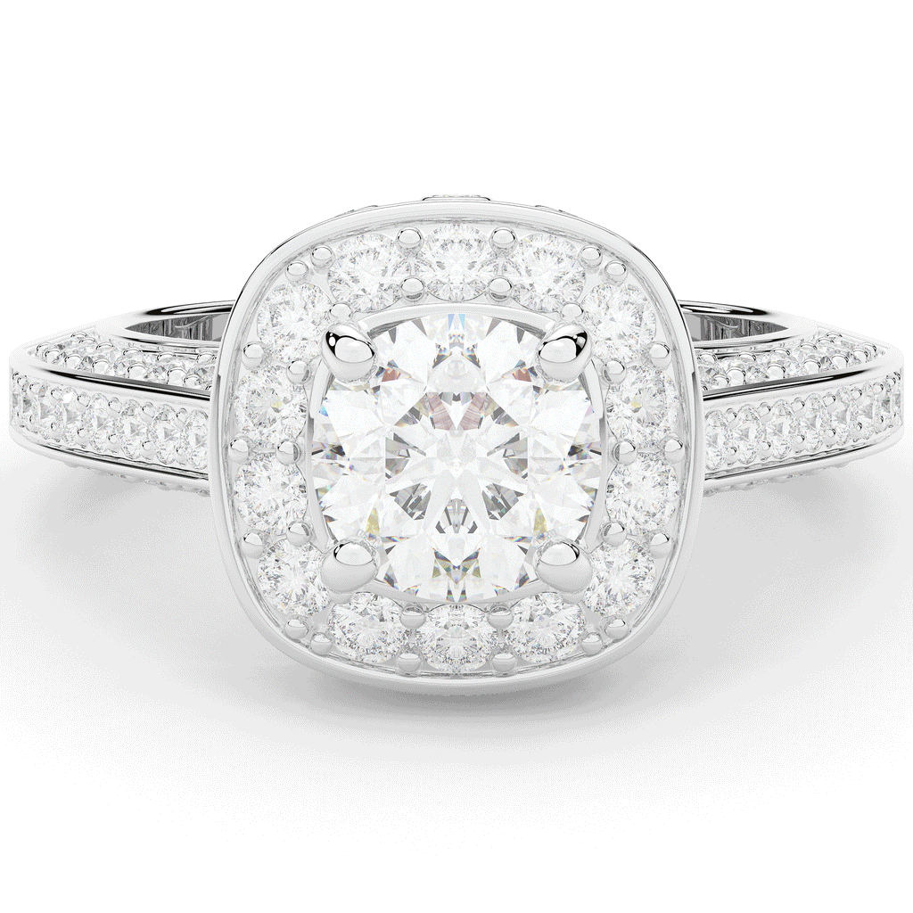 1.50CT.TW ROUND LAB DIAMOND HALO ENGAGEMENT RING - Nazarelle
