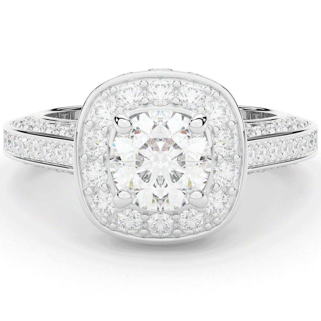 1.50CT.TW ROUND LAB DIAMOND HALO ENGAGEMENT RING - Nazarelle
