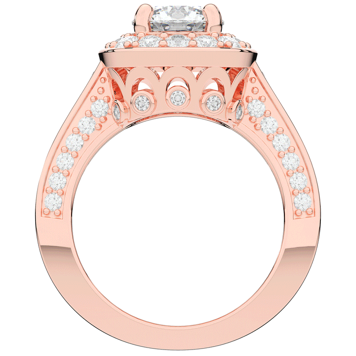 1.50CT.TW ROUND LAB DIAMOND HALO ENGAGEMENT RING - Nazarelle