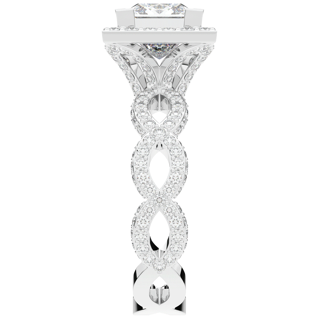2.40CT.TW PRINCESS LAB DIAMOND HALO ENGAGEMENT RING - Nazarelle