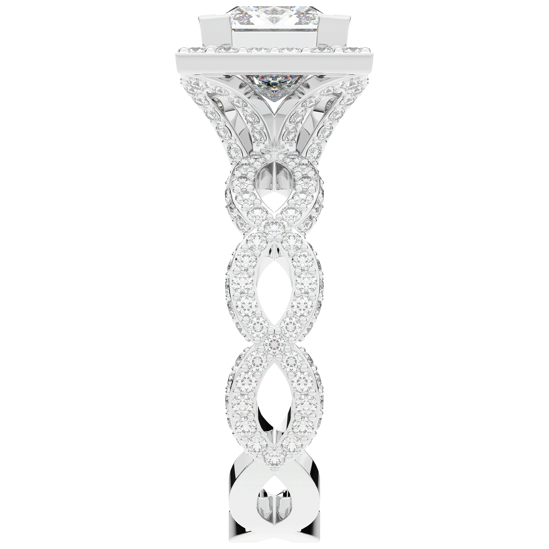 2.40CT.TW PRINCESS LAB DIAMOND HALO ENGAGEMENT RING - Nazarelle