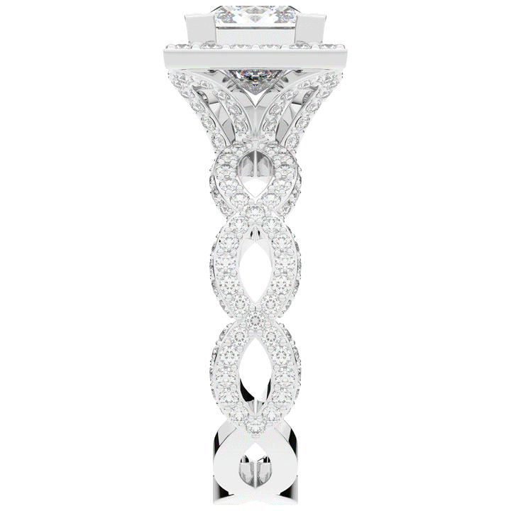2.40CT.TW PRINCESS LAB DIAMOND HALO ENGAGEMENT RING - Nazarelle
