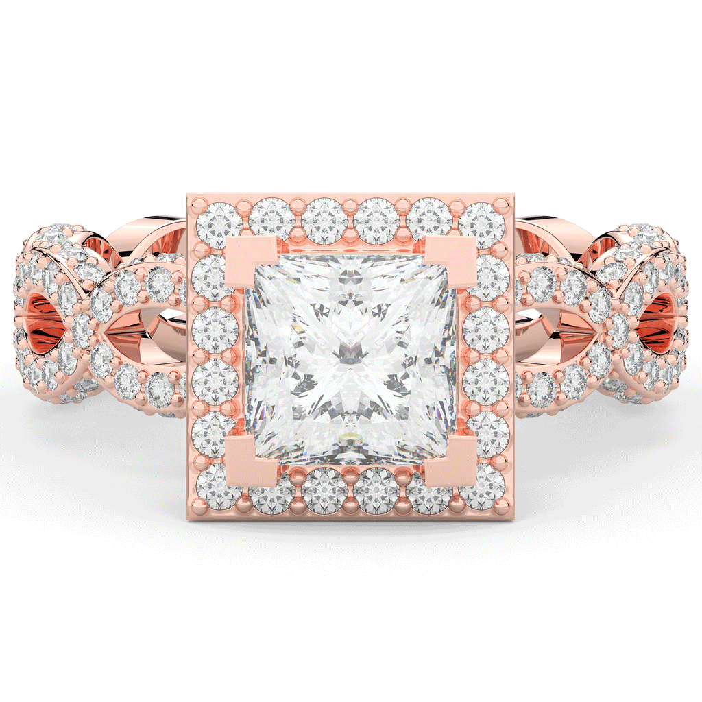 2.40CT.TW PRINCESS LAB DIAMOND HALO ENGAGEMENT RING - Nazarelle