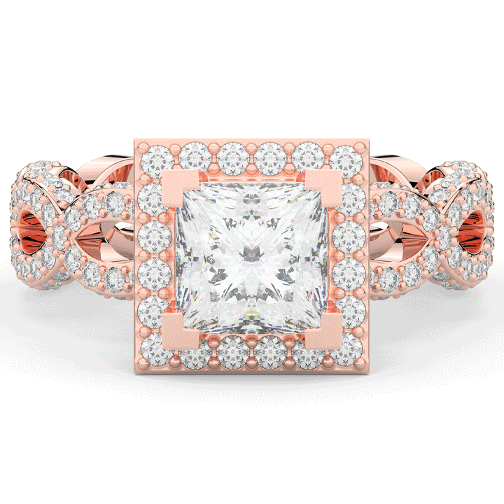 2.40CT.TW PRINCESS LAB DIAMOND HALO ENGAGEMENT RING - Nazarelle