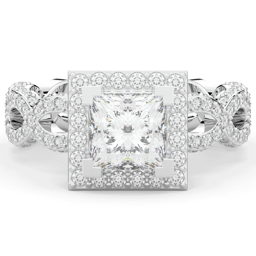 2.40CT.TW PRINCESS LAB DIAMOND HALO ENGAGEMENT RING - Nazarelle