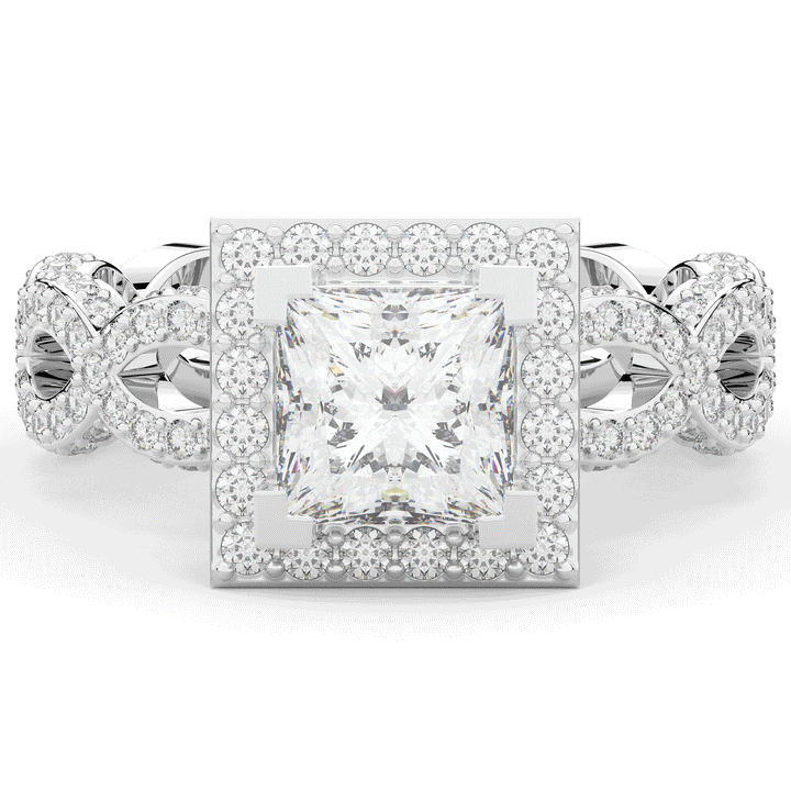 2.40CT.TW PRINCESS LAB DIAMOND HALO ENGAGEMENT RING - Nazarelle