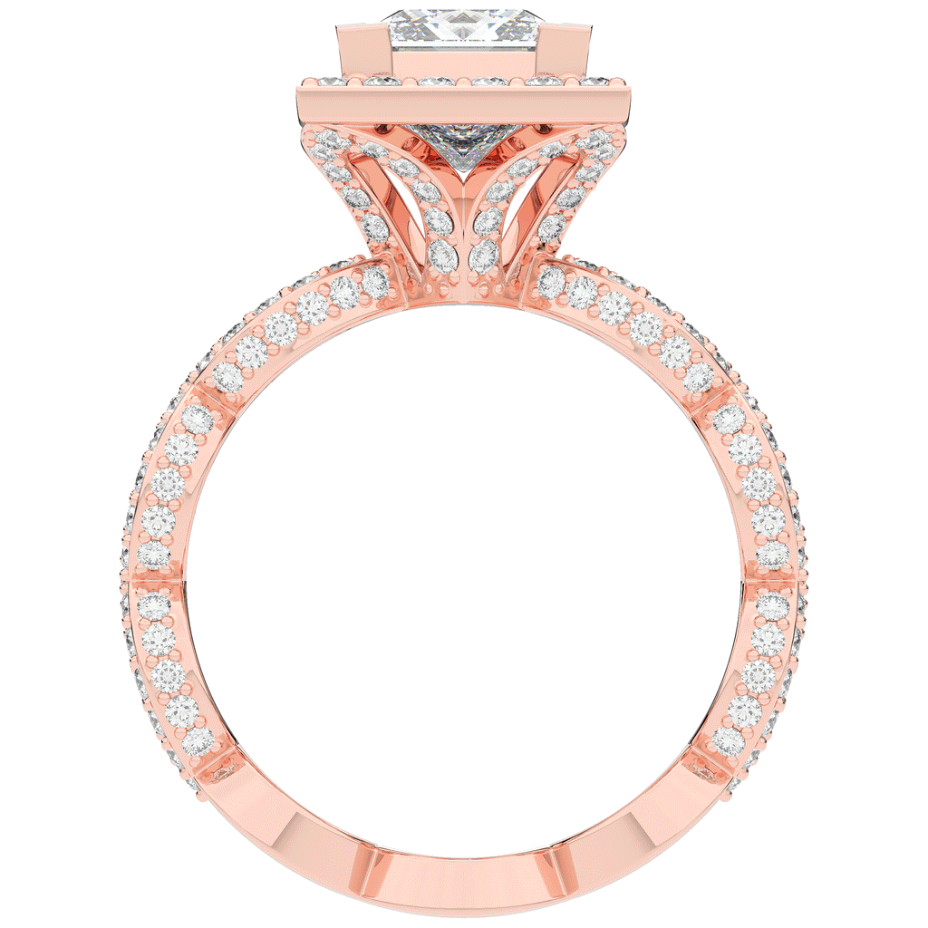 2.40CT.TW PRINCESS LAB DIAMOND HALO ENGAGEMENT RING - Nazarelle