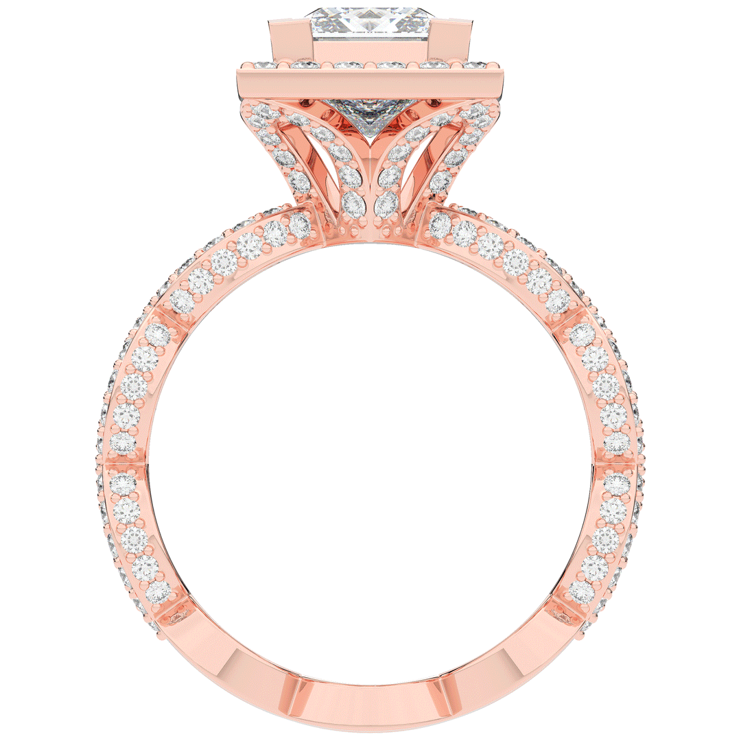2.40CT.TW PRINCESS LAB DIAMOND HALO ENGAGEMENT RING - Nazarelle