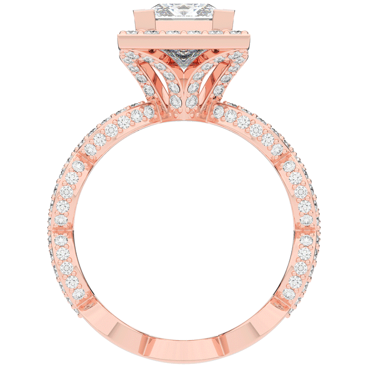 2.40CT.TW PRINCESS LAB DIAMOND HALO ENGAGEMENT RING - Nazarelle