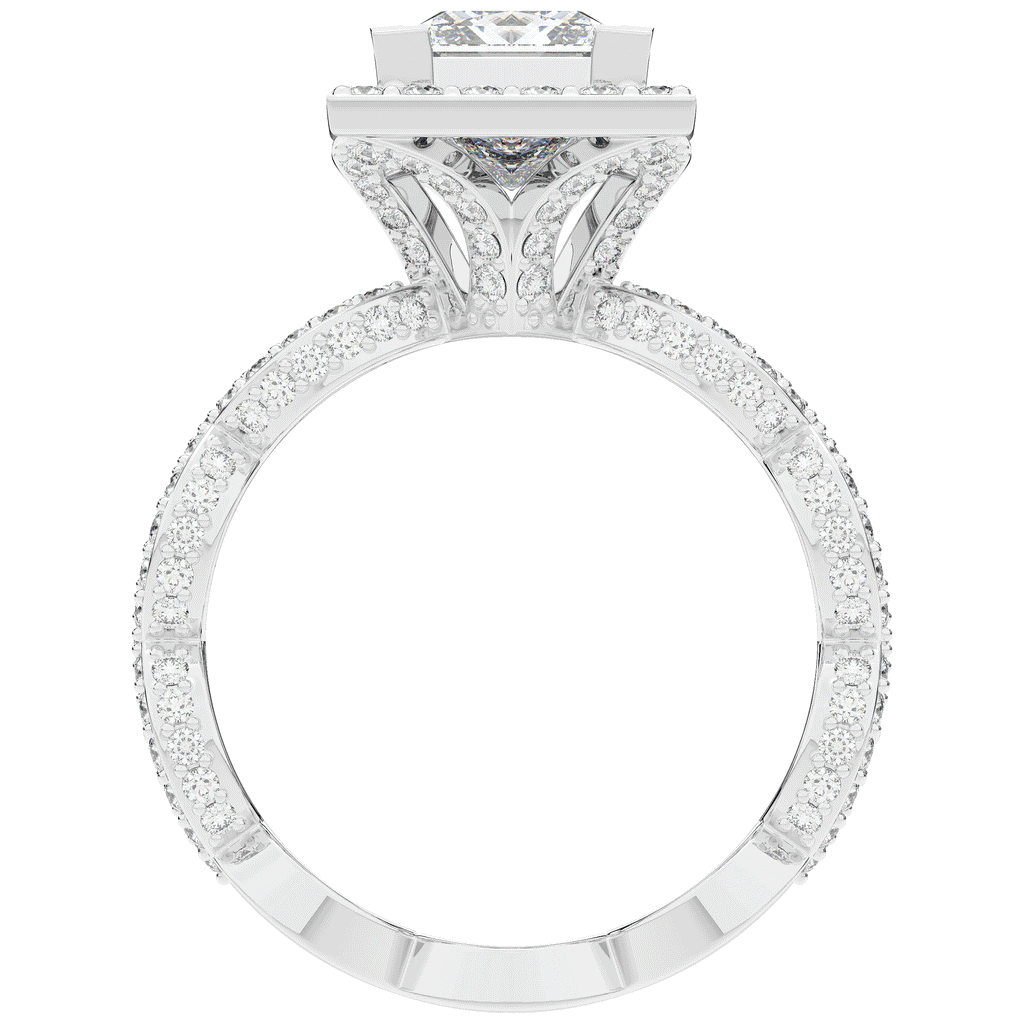 2.40CT.TW PRINCESS LAB DIAMOND HALO ENGAGEMENT RING - Nazarelle