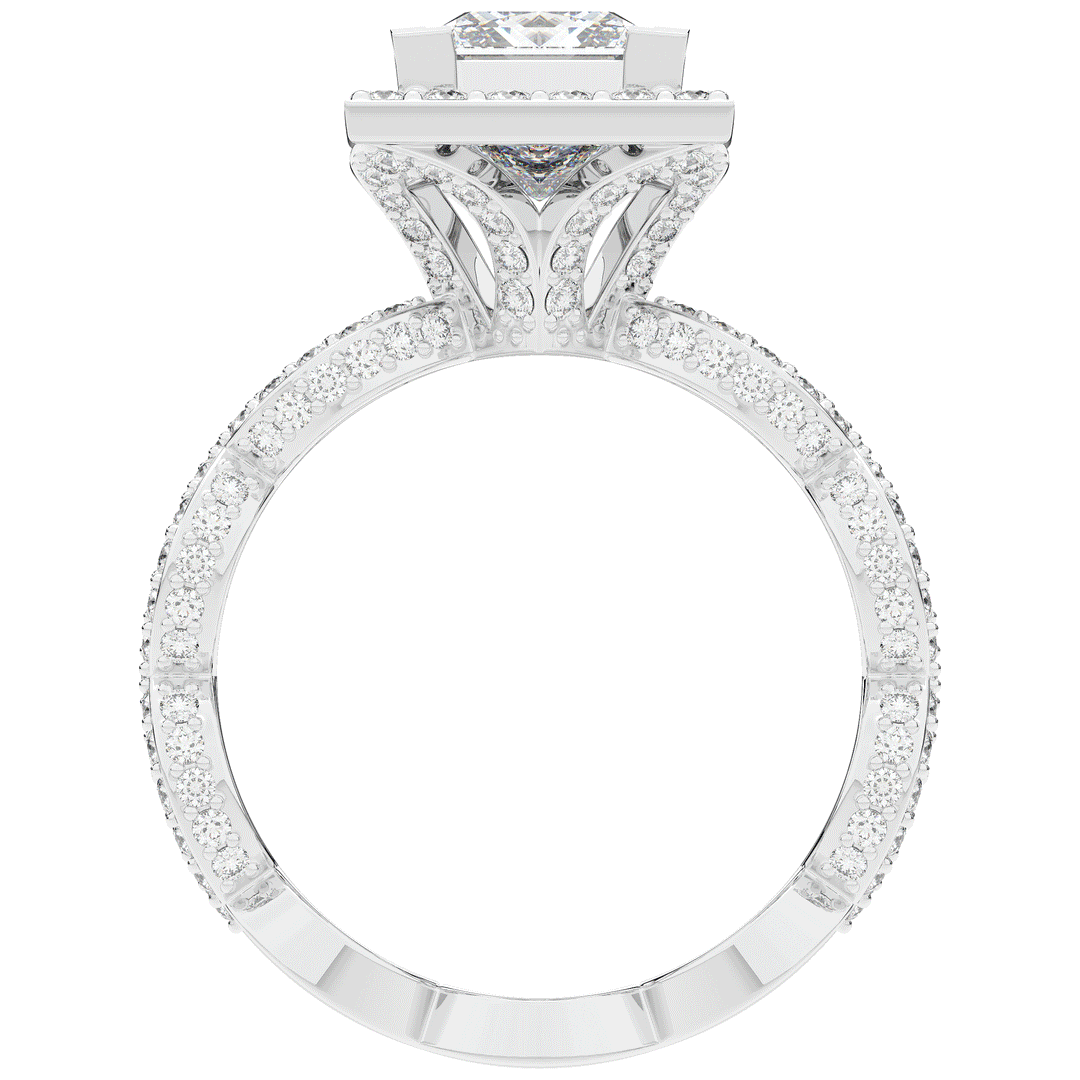 2.40CT.TW PRINCESS LAB DIAMOND HALO ENGAGEMENT RING - Nazarelle