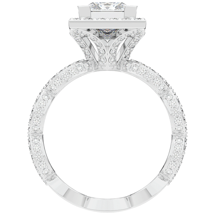 2.40CT.TW PRINCESS LAB DIAMOND HALO ENGAGEMENT RING - Nazarelle