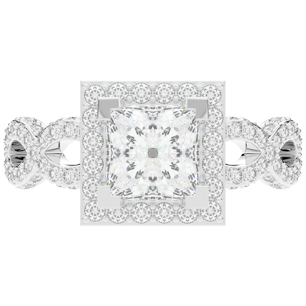 2.40CT.TW PRINCESS LAB DIAMOND HALO ENGAGEMENT RING - Nazarelle