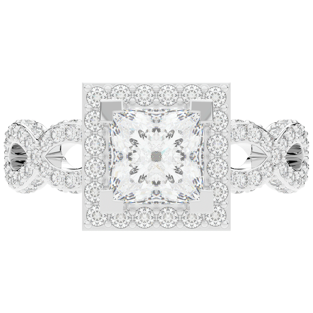 2.40CT.TW PRINCESS LAB DIAMOND HALO ENGAGEMENT RING - Nazarelle