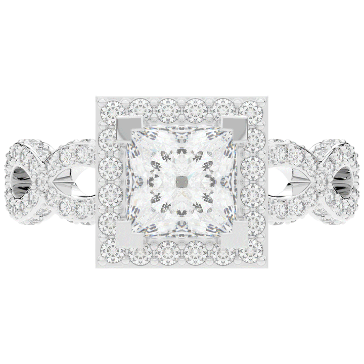 2.40CT.TW PRINCESS LAB DIAMOND HALO ENGAGEMENT RING - Nazarelle