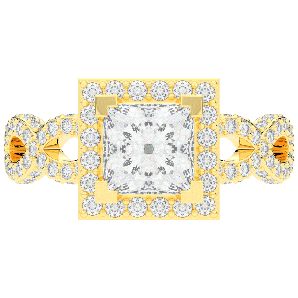 2.40CT.TW PRINCESS LAB DIAMOND HALO ENGAGEMENT RING - Nazarelle