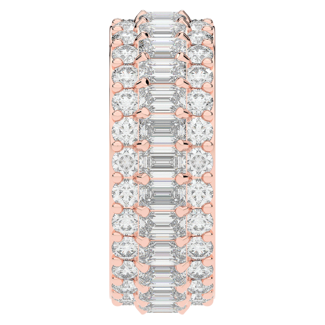 4.75CT.TW EMERALD CUT AND ROUND LAB DIAMOND ETERNITY WEDDING BAND - Nazarelle