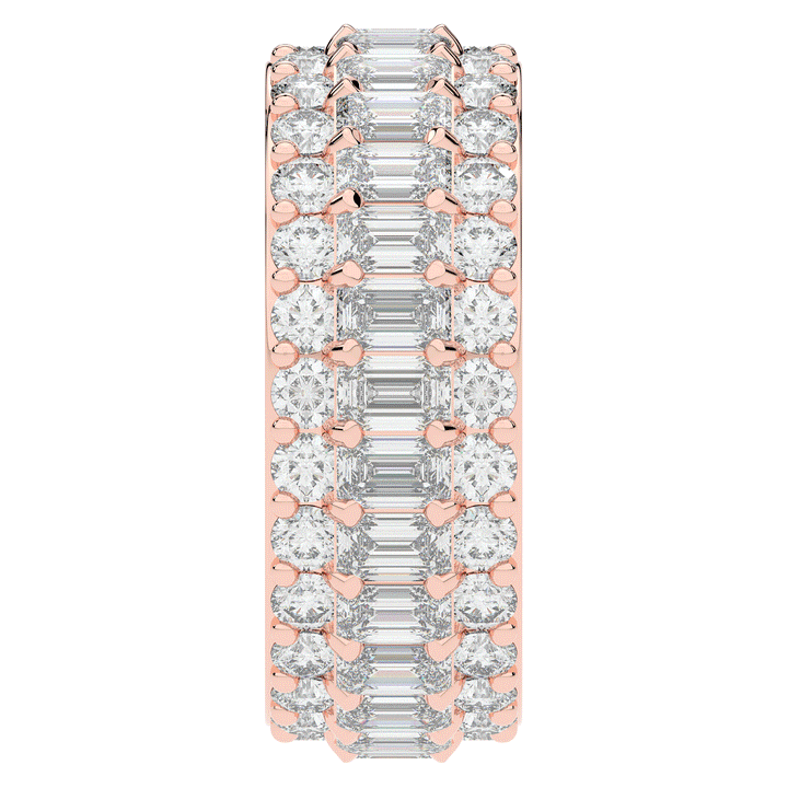 4.75CT.TW EMERALD CUT AND ROUND LAB DIAMOND ETERNITY WEDDING BAND - Nazarelle