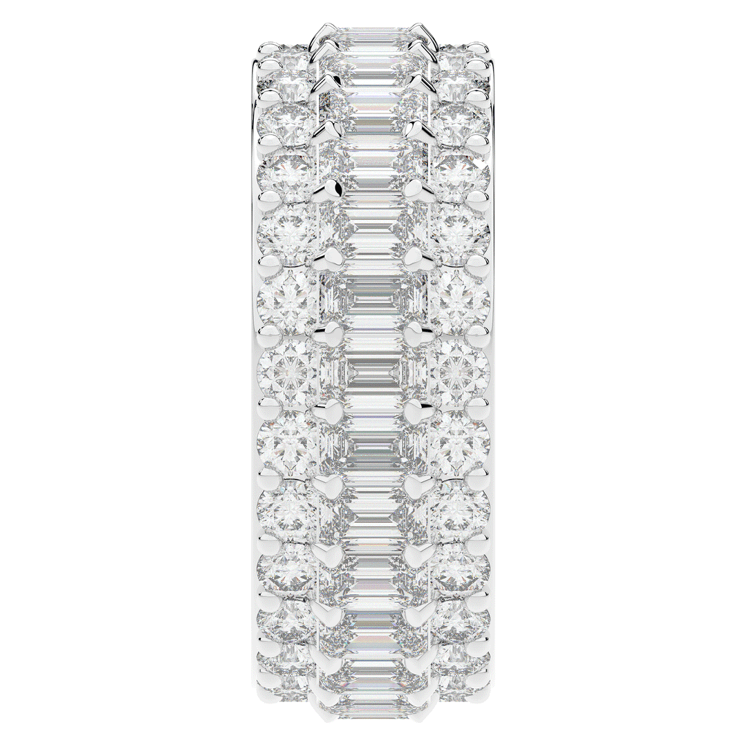 4.75CT.TW EMERALD CUT AND ROUND LAB DIAMOND ETERNITY WEDDING BAND - Nazarelle