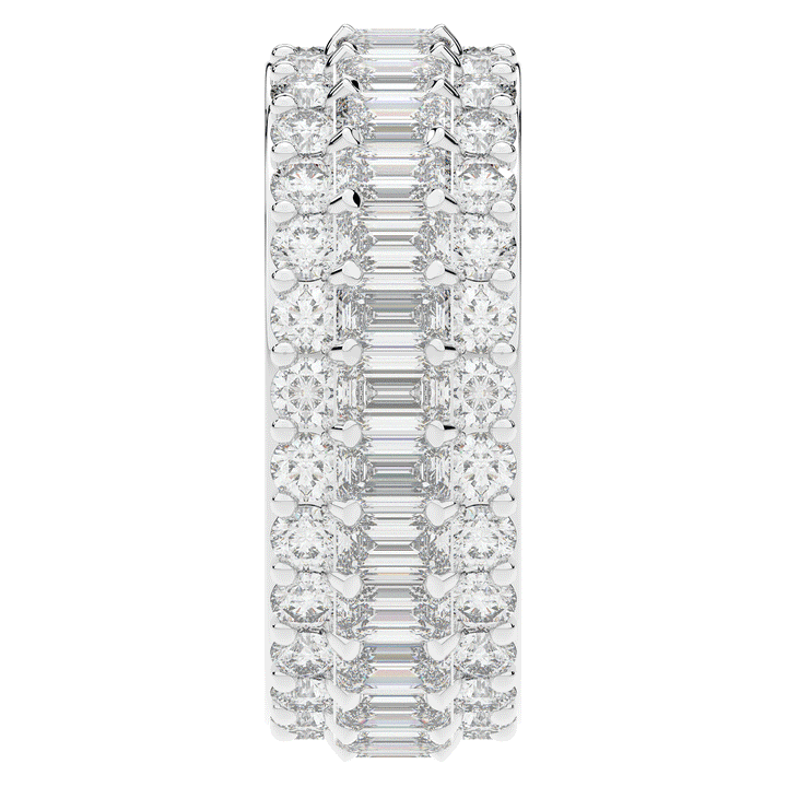 4.75CT.TW EMERALD CUT AND ROUND LAB DIAMOND ETERNITY WEDDING BAND - Nazarelle