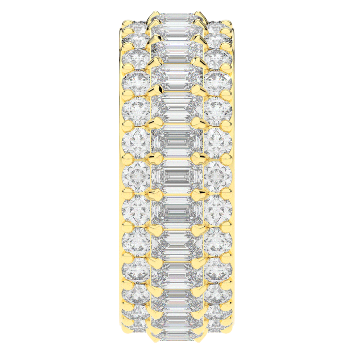 4.75CT.TW EMERALD CUT AND ROUND LAB DIAMOND ETERNITY WEDDING BAND - Nazarelle
