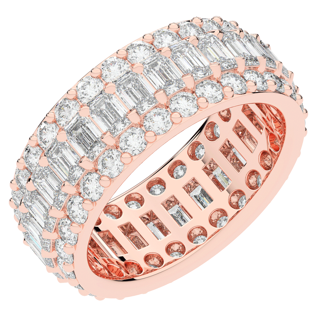4.75CT.TW EMERALD CUT AND ROUND LAB DIAMOND ETERNITY WEDDING BAND - Nazarelle