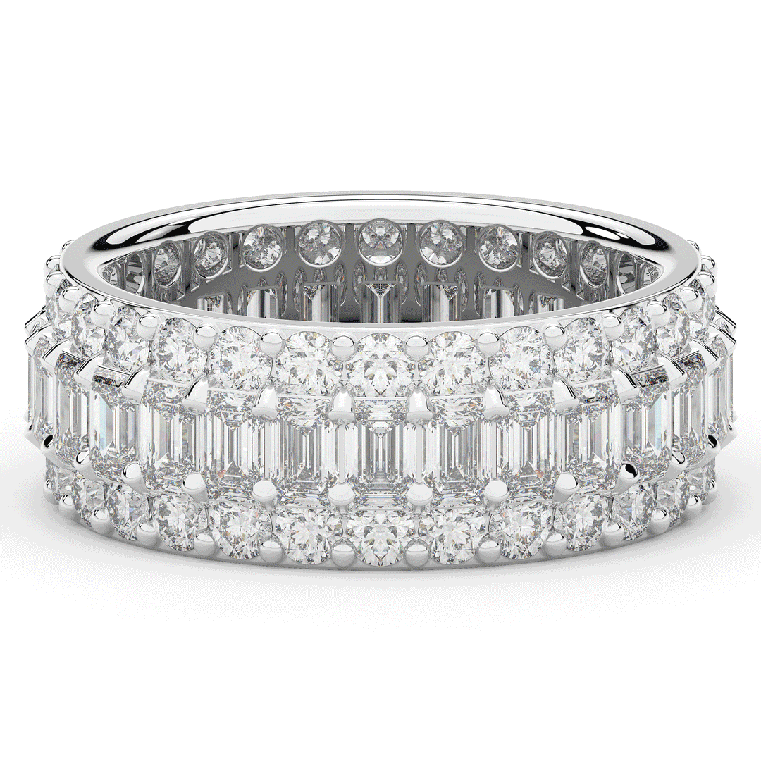 4.75CT.TW EMERALD CUT AND ROUND LAB DIAMOND ETERNITY WEDDING BAND - Nazarelle