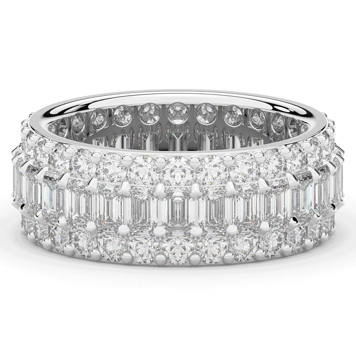 4.75CT.TW EMERALD CUT AND ROUND LAB DIAMOND ETERNITY WEDDING BAND - Nazarelle