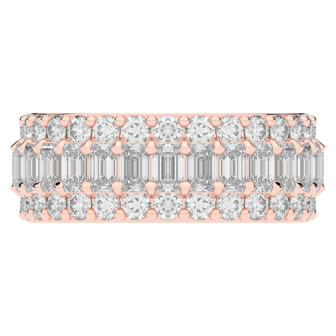 4.75CT.TW EMERALD CUT AND ROUND LAB DIAMOND ETERNITY WEDDING BAND - Nazarelle