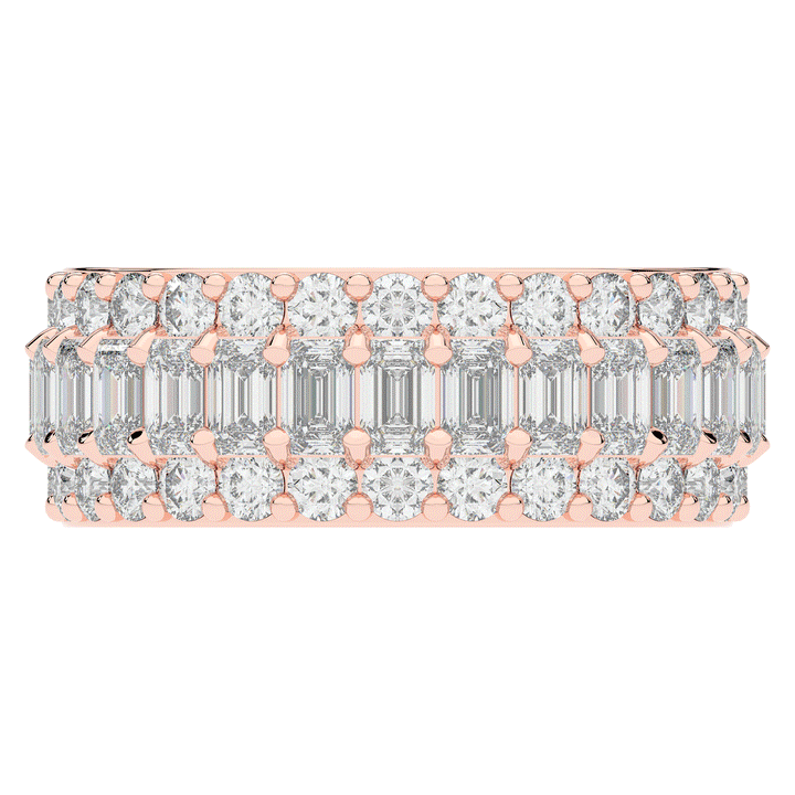 4.75CT.TW EMERALD CUT AND ROUND LAB DIAMOND ETERNITY WEDDING BAND - Nazarelle