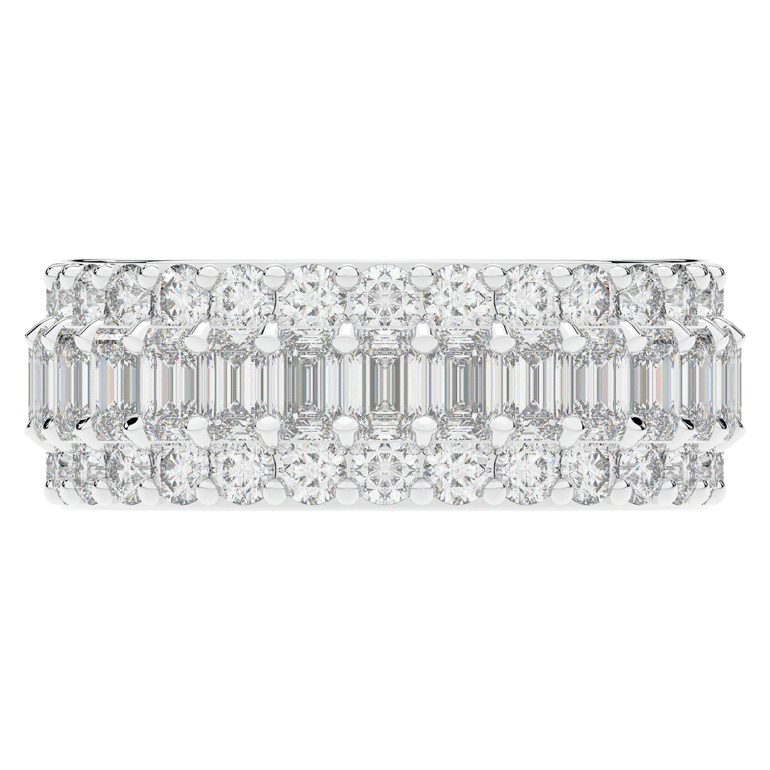 4.75CT.TW EMERALD CUT AND ROUND LAB DIAMOND ETERNITY WEDDING BAND - Nazarelle