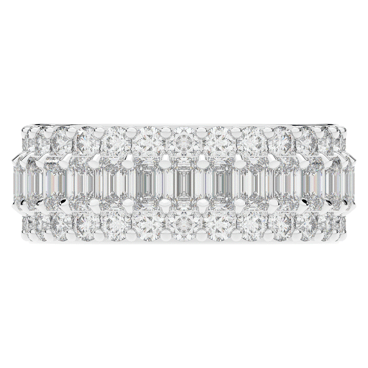 4.75CT.TW EMERALD CUT AND ROUND LAB DIAMOND ETERNITY WEDDING BAND - Nazarelle