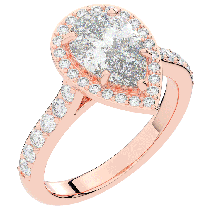 2.50CT.TW PEAR LAB DIAMOND HALO ENGAGEMENT RING - Nazarelle