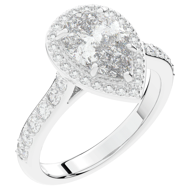 2.50CT.TW PEAR LAB DIAMOND HALO ENGAGEMENT RING - Nazarelle