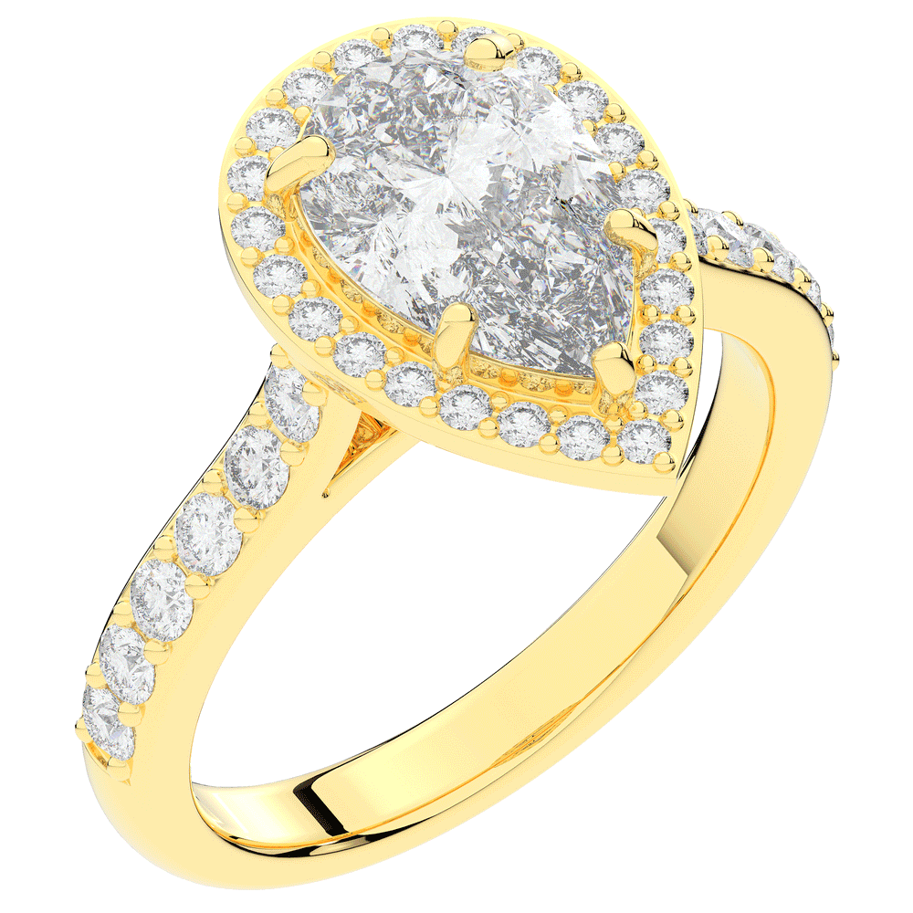 2.50CT.TW PEAR LAB DIAMOND HALO ENGAGEMENT RING - Nazarelle